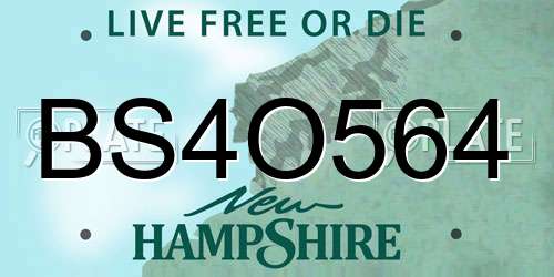 BS4O564 New Hampshire License Plate