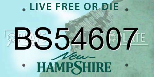 BS54607 New Hampshire License Plate