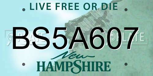 BS5A607 New Hampshire License Plate