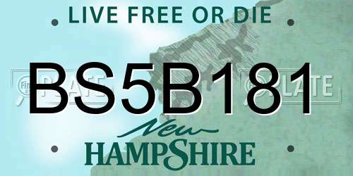 BS5B181 New Hampshire License Plate