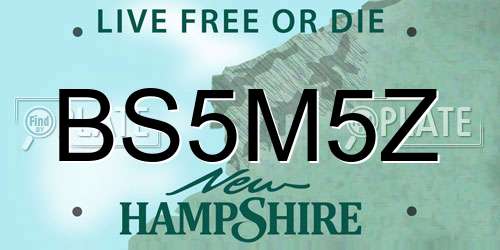 BS5M5Z New Hampshire License Plate