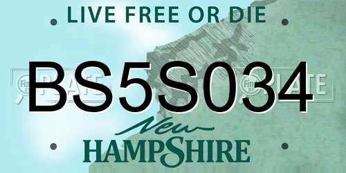 BS5S034 New Hampshire License Plate