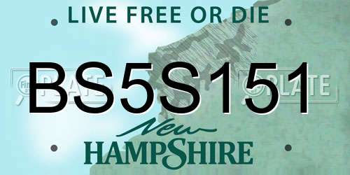 BS5S151 New Hampshire License Plate