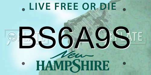 BS6A9S New Hampshire License Plate