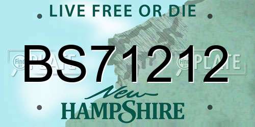BS71212 New Hampshire License Plate