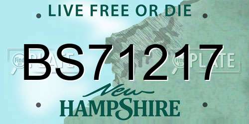 BS71217 New Hampshire License Plate