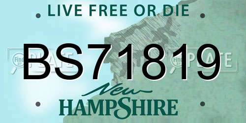 BS71819 New Hampshire License Plate