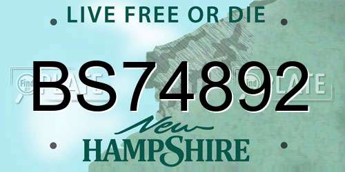 BS74892 New Hampshire License Plate