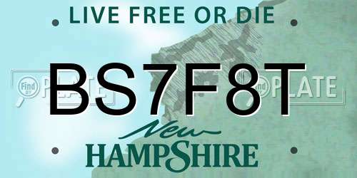 BS7F8T New Hampshire License Plate