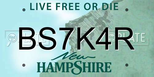 BS7K4R New Hampshire License Plate