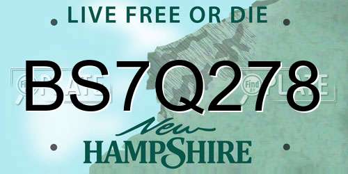 BS7Q278 New Hampshire License Plate
