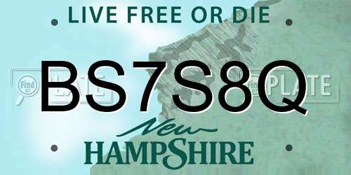 BS7S8Q New Hampshire License Plate