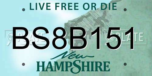 BS8B151 New Hampshire License Plate