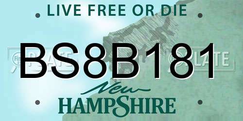 BS8B181 New Hampshire License Plate