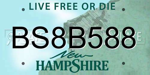BS8B588 New Hampshire License Plate