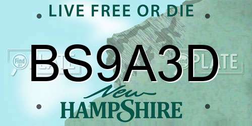 BS9A3D New Hampshire License Plate