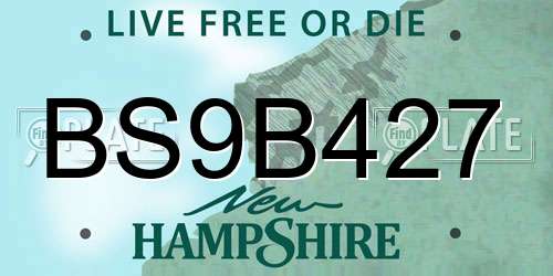 BS9B427 New Hampshire License Plate