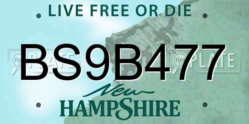 BS9B477 New Hampshire License Plate