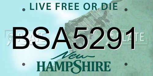 BSA5291 New Hampshire License Plate