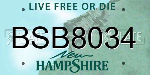 BSB8034 New Hampshire License Plate