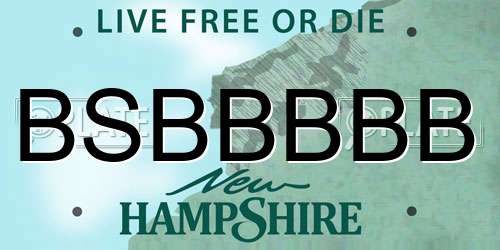 BSBBBBB New Hampshire License Plate