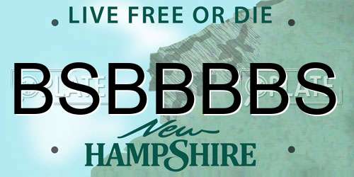 BSBBBBS New Hampshire License Plate