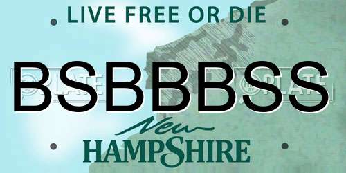 BSBBBSS New Hampshire License Plate