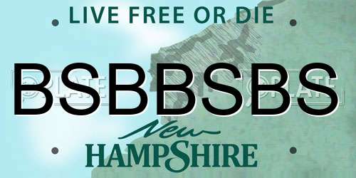 BSBBSBS New Hampshire License Plate