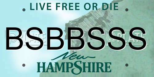 BSBBSSS New Hampshire License Plate