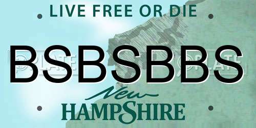 BSBSBBS New Hampshire License Plate