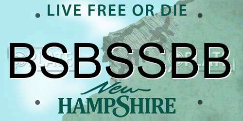 BSBSSBB New Hampshire License Plate