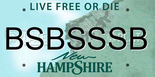 BSBSSSB New Hampshire License Plate