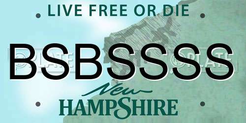 BSBSSSS New Hampshire License Plate