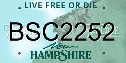 BSC2252 New Hampshire License Plate