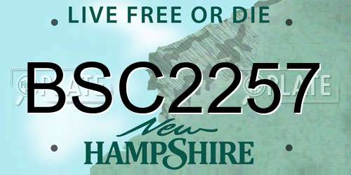 BSC2257 New Hampshire License Plate