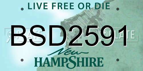 BSD2591 New Hampshire License Plate