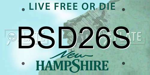 BSD26S New Hampshire License Plate