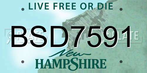 BSD7591 New Hampshire License Plate