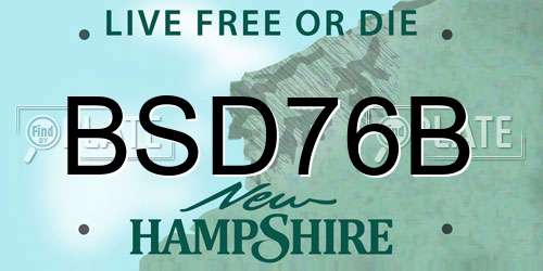 BSD76B New Hampshire License Plate