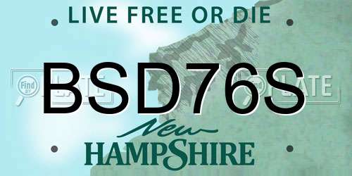 BSD76S New Hampshire License Plate