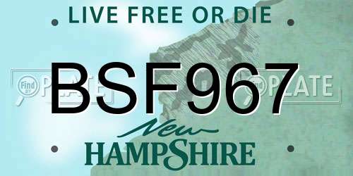 BSF967 New Hampshire License Plate