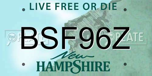 BSF96Z New Hampshire License Plate