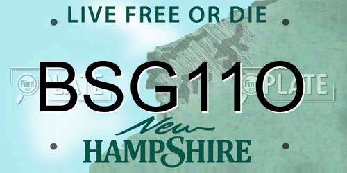 BSG11O New Hampshire License Plate