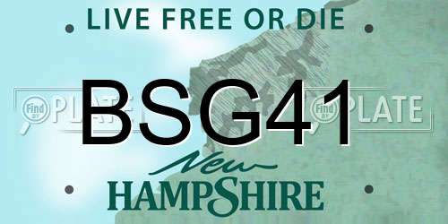 BSG41 New Hampshire License Plate