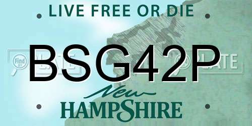BSG42P New Hampshire License Plate