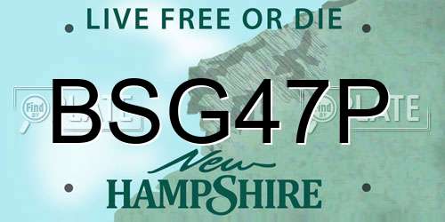 BSG47P New Hampshire License Plate