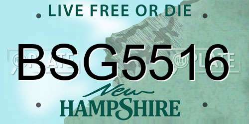 BSG5516 New Hampshire License Plate