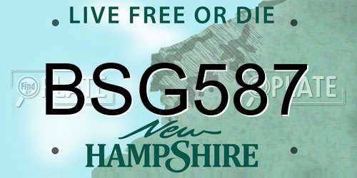 BSG587 New Hampshire License Plate