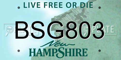 BSG803 New Hampshire License Plate