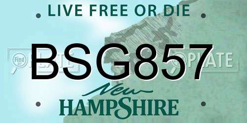 BSG857 New Hampshire License Plate